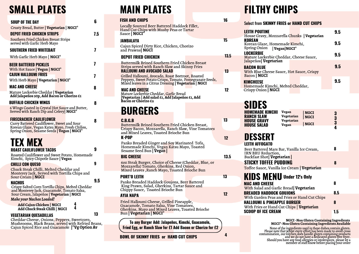 Leith Depot Spring Menu 2026